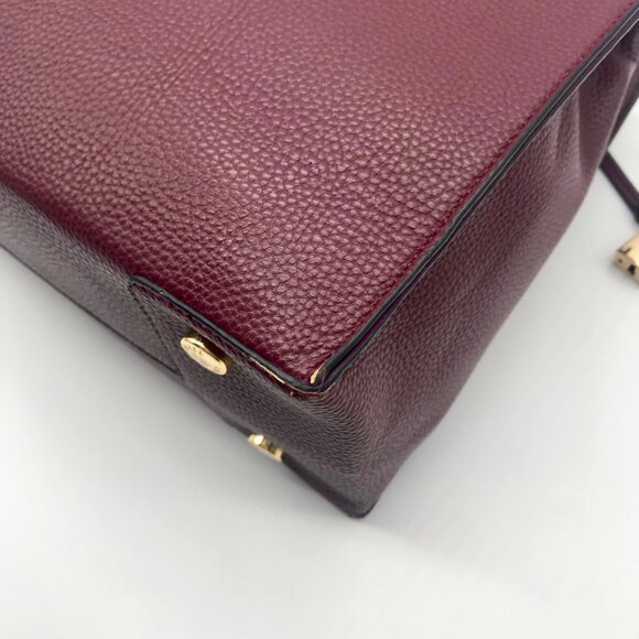 Michael Kors Burgundy Leather Mercer Convertible Satchel Bag - Picture 7 of 11